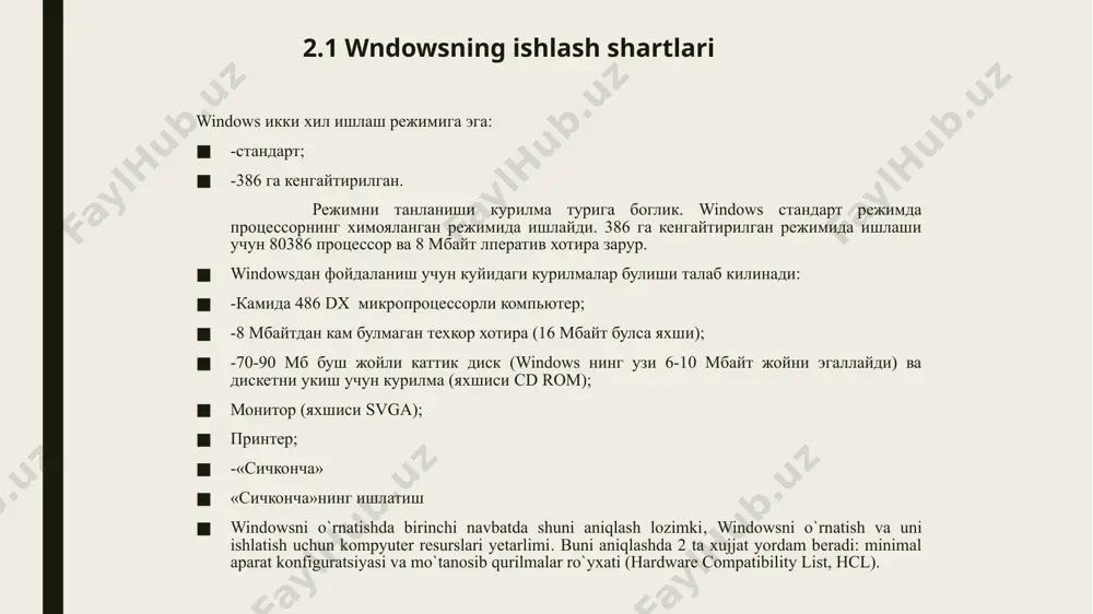 tsion tizim (ot) ni o'rnatishini ta'minlab turishdir. “bios” kompyuterning doimiy xotirasiga o‘rnatilmaydi, shuning uchun operatsion tizimingiz o‘chib ketsa ham bios hech ham o‘chmaydi. bios ga kirish qiyin emas, buning uchun kompyuteringizni yoqasiz (yoki qayta ishga tushirasiz) va monitor tasvir uzatishi bilan quyidagi tugmalarni bosasiz: f2 + delete tugmalarini birgalikda qayta va qayta bosasiz – bu deyarli barcha kompyuterlar uchun bios ga kirishni ta’minlovchi tugmalar kombinatsiyasi hisoblanadi. lekin, noutbuklarda bu masala biroz chalkashroq. noutbuklarni ishlab chiqaruvchi firmalar odatda o‘zlarining bios ga kirish kombinatsiyalarini kiritadi. noutbuklarida biosga kirish quyidagi tartiblarda biri orqali amalga oshiriladi: • f2 – odatda acer, asus, fujitsu-siemens, panasonic, samsung, sony, toshiba, dell и lenovo noutbuklari uchun; • f2 + delete — agar yuqoridagi yordam bermasa acer, asus, fujitsu-siemens, panasonic, samsung, sony, toshiba, dell и lenovo noutbuklari uchun; • f2+fn — agar u ham yordam bermasa acer, asus, fujitsu-siemens, panasonic, samsung, sony, toshiba, dell и lenovo noutbuklari uchun; • …