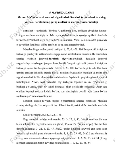 saralash algoritmlari — DOCX
