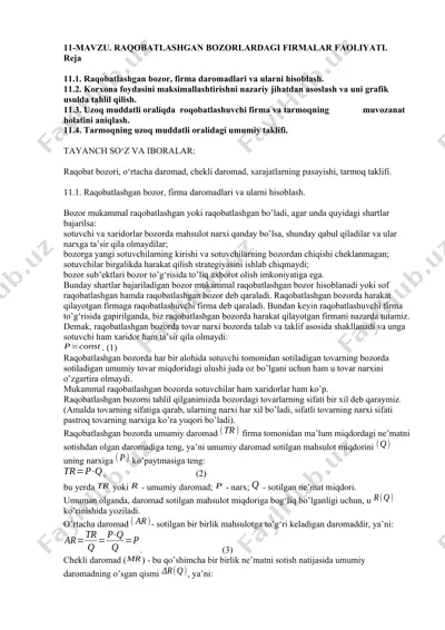 raqobatlashgan bozorlar faoliyati — DOCX