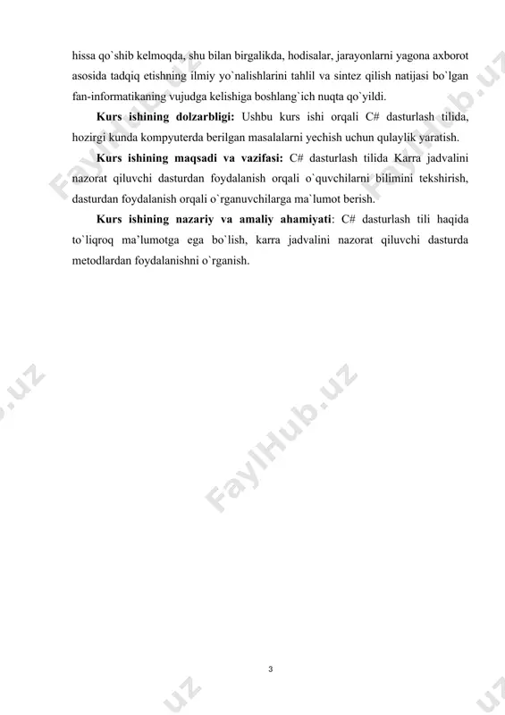 gdek ko‘plab kompyuter tillarida va turli xil operatsion muhitlarda foydalanish mumkin bo‘lgan alohida komponentlarni dasturlashda juda muhimdir. windows platformalarini to‘g‘ridan-to‘g‘ri qo‘llab-quvvatlashning yo‘qligi java ning jiddiy kamchiligi hisoblanadi (garchi java-dasturlari windows muhitida installirlashgan jvm mavjudligida bajarishi mumkin bo‘lsa ham). ushbu muammoni hal etish uchun microsoft kompaniyasi 1990 yillar oxirida bu kompaniyaning umumiy strategiyasi .net ning tarkibiy qismi hisoblangan c# tilini ishlab chiqdi (tilning bosh me’mori anders xeylsberg). alfa-versiya tili 2000 yil o‘rtalaridan muomala chiqarila boshlandi. c# tili butun dunyoda keng qo‘llanilayotgan va eng ommabop bo‘lgan c, c++ va java dasturlash tillari bilan to‘g‘ridan-to‘g‘ri bog‘liqdir. hozirda amalda barcha professional dastur tuzuvchilar mazkur tilni biladi, shuning uchun ularga asoslangan c# ga o‘tish ortiqcha qiyinchiliklarsiz ro‘y beradi. xeylsberg, c++ va java tillari muallifi sifatida, “g‘ildirak kashf” qilmadi, balki kashf etilgan yo‘ldan ketdi – asos sifatida oldin yaratilgan tillardan foydalangan holda e’tiborni yaxshilash va innovatsiyalarga qaratdi. c# ning genealogik tasnifi 1.-rasmda ko‘rsatilgan. c# tili c++ …