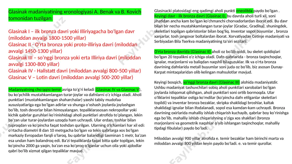 800 yildan keyin paydo bo'ladi. e. va temir qurollar. madaniyatning cho'qqisi temir asriga to'g'ri keladi (glasinac iv va glasinac v), bu ko'pchilik mustahkamlangan turar-joylar va dafnlarni o'z ichiga oladi. aholi punktlari (mustahkamlangan shaharchalar) yaxshi tabiiy mudofaa xususiyatlariga ega boʻlgan adirlar va shunga oʻxshash joylarda joylashgan boʻlib, tosh devorlar bilan himoyalangan. tepaliklarasosan nekropollar yoki kichik qabrlar guruhlari koʻrinishidagi aholi punktlari atrofida toʻplangan, lekin baʼzan ular turar-joylardan uzoqda ham uchraydi. ular erdan, toshlar bilan tuproqdan va ko'pincha faqat toshdan qurilgan. ularning o'lchamlari har xil edi: o'rtacha diametri 8 dan 10 metrgacha bo'lgan va tekis qabrlarga xos bo'lgan markaziy evropadan farqli o'laroq, bu qabrlar balandligi taxminan 1 metr, ba'zan esa undan ham balandroq edi. ba'zi tepaliklarda faqat bitta qabr topilgan, lekin ko'pincha 2000 ga yaqin, ba'zan esa ko'proq o'lganlar uchun oila yoki ajdodlar qabri bo'lib xizmat qilgan tepaliklar mavjud. bu davrda koʻchmanchi chorvachilik, kamroq savdo keng tarqalgan, metallni qayta ishlash rivojlangan. tinch iqtisodiyot …