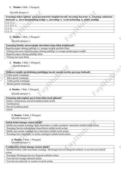 xonadagi mikroklimat sharoitlari — DOC