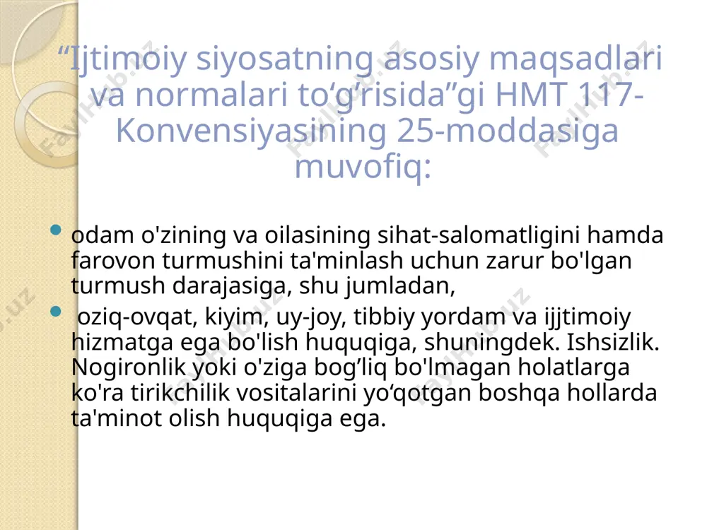at harajatlari 5 barobardan ziyodga oshdi. aholi jon boshiga to’g’ri keladigan pul daromadlari, harid qobiliyati pariteti asosida hisoblaganda, 2010 yil ohirida 2016,8 dollarni tashkil etdi. o'rtacha oylik nominal ish haqi esa, harid qobiliyati pariteti bilan hisoblaganda, 2010 yilning dekabr oyida 1162,6 dollarga etdi. eng kam miqdordagi mehnat haqi va pensiyalar soliqqa tortilmasligi belgilab qo’yiladi. hukumat tomonidan sog’liqni saqlash, onalik va bolalikni himoya qilish bo'yicha ko'rilatgan chora tadbirlar tufayli onalar va bolalar o'limi darajasining izchil pasayishiga erishildi xulosa e’tiboringiz uchun raxmat. image3.png oleobject1.bin image4.png oleobject2.bin image5.png oleobject3.bin image6.png image2.jpeg диаграмма1 1990 2000 2010 jini koeffisienti jini koeffisienti 0.4 0.39 0.3 лист1 jini koeffisienti 1990 0.4 2000 0.39 2010 0.3 для изменения диапазона данных диаграммы перетащите правый нижний угол диапазона. диаграмма1 1990 1990 2000 2000 2010 2010 aholi jon boshiga to'g'ri keladigan pul daromadlari aholi jon boshiga to'g'ri keladigan real pul daromadlari 571 551 1045 837 2169 2017 лист1 aholi jon boshiga …