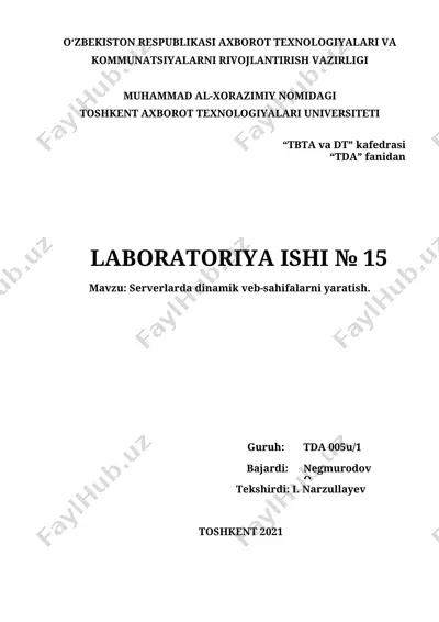 dinamik veb-sahifalar yaratish — DOCX