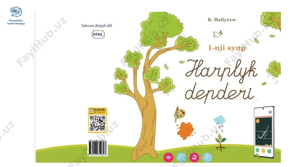sini artyrmaga bolan ýazuwlar berilen; "harplyk depderi" iş kitaby bilen bilelikde ulanmak üçin ýazylan. her harp üçin iki sagat sapaklar sagatlary goýulan; . okuw kitabynyň köp mowzuklary nauşnik tarapyndan bir adamyň sesinde owaz berip ýazylýar, okuwçylaryň gyzyklanmasyny özüne çekýär. okuw sapaklarynyň sahypalaryny düýbünden täzeden düzüldi. gülli gök dizaýn çyzgylarwe sahypalaryna gaty owadanlyk berip görünýär, öwrenilemek üçin derslik materiallary gowy tapawutlanýar. türkmen dili ene dili we okuw sowatlylygy 1-synp okatmak döwürleri: 1) hünär saýlamaga we hünäre bolan höwesini artdyrmak we oňa taýýarlyk; 2) nakyllar we dana sözlerden terbiýe almak; 3) pikirini özbaşdak beýan etmek. 4 dil endiklere esaslanýan okuw kitaby: - özbaşdak işlemek; - jübüt bolup işlemek; - topar bolup işlemek; - soraglar we ýumuşlar; - gönükme; - oýun; -diňlemek; -ýazmak; sowatlylygy öwretmek we sözleýiş ösüşi: i bap. men,sen,ol,we olar ii. bap tebigatyň nygmatlary iii.bap. sag tende –sagdyn akyl goşgularyň we tekstleriň mazmunyny okamak we beýan etmek. wizual materiallara we wideolara …