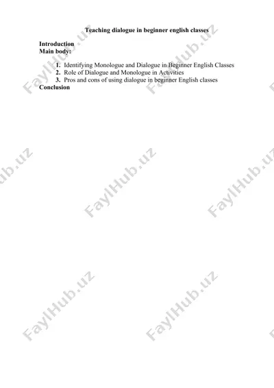 teaching dialogue in beginner english classes — DOCX