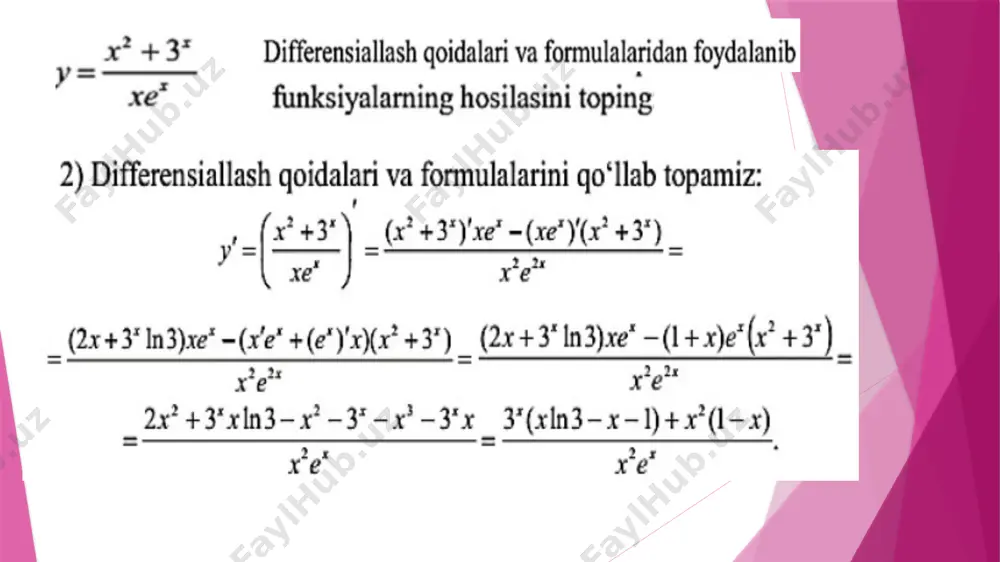 differensiallashning asosiy qoidalari - Page 4