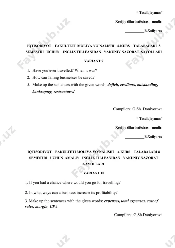 amaliy ingliz tili yakuniy nazorat savollari - Page 5