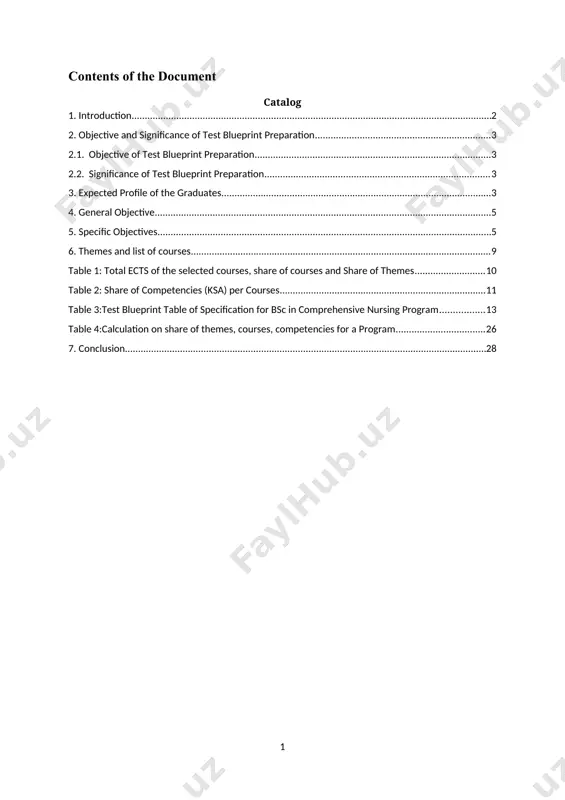 t in terms of test content validity, difficulty level, discrimination power and test reliability. test construction needs the preparation of test blue print which is a complete plan that explains how to develop a test. the term refers to a map or specification of assessment to ensure that all aspects of the curriculum and educational domains are covered by the assessment programs over a specified period of time. it helps curriculum developers/test constructors to match various competencies with the course content and the appropriate modality of assessment. generally, test blueprint will help to appropriately assess the achievement of instructional objectives of the course; reflect key course goals, objectives and the material learned or covered during the instruction period; and to include the appropriate item formats along with the knowledge, skill and attitude being assessed. keeping this in mind, the team has prepared this test blueprint document in order to help …