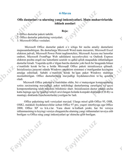 microsoft office dasturlar paketi — DOCX