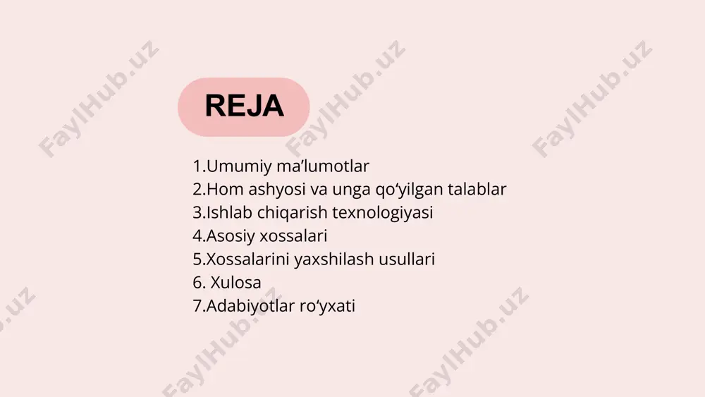 seriyali alyuminiy qotishmalari ishlatiladi. bu qotishmalar korroziyaga chidamliligi va mustahkamligi bilan ajralib turadi. 2. himoya qoplamasi– sayding sirtiga chang bo‘yoq (powder coating) yoki pvdf (polyvinylidene fluoride) qoplama qo‘llanadi, bu esa chidamlilik va tashqi ko‘rinishni yaxshilaydi. 3. plastik yoki pvx qoplama – ayrim alyuminiy sayding turlari pvx yoki polimer bilan qoplanadi, bu esa namlik va ultrabinafsha nurlanishidan qo‘shimcha himoya qiladi. 4.izolyatsion qatlam– ba’zi mahsulotlarda issiqlik izolyatsiyasi uchun ko‘pikli materiallar yoki boshqa izolyatsion qatlamlar qo‘llanadi. talablar alyuminiy sayding quyidagi talablarga javob berishi kerak: 1. mustahkamlik va chidamlilik– sayding mexanik ta’sirlarga bardoshli bo‘lishi, bukilmasligi va sinmasligi lozim. 2. korroziyaga chidamlilik– atmosfera ta’sirlariga, ayniqsa, namlik va kimyoviy ta’sirlarga bardosh berishi kerak. 3. yong‘inga chidamlilik– alyuminiy tabiiy ravishda yong‘inga chidamli material hisoblanadi, ammo qo‘shimcha qoplamalar ham olovga chidamliligini oshirishi kerak. 4. estetik ko‘rinish– sayding silliq va sifatli bo‘lishi, rangi uzoq muddat saqlanib qolishi lozim. 5. ekologik xavfsizlik – ishlab chiqarishda ekologik toza materiallardan foydalanish va …