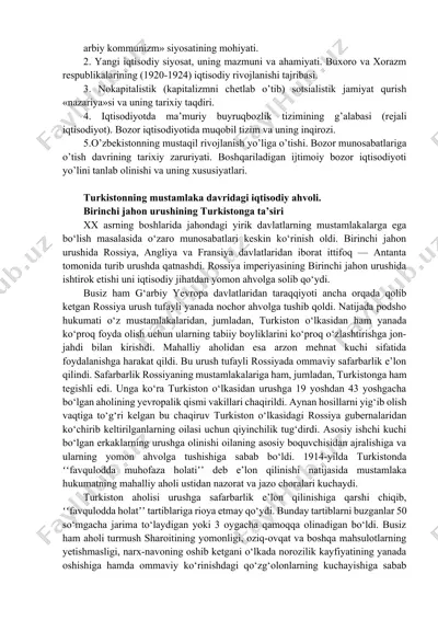 arbiy kommunizm» siyosatining mohiyati — DOCX