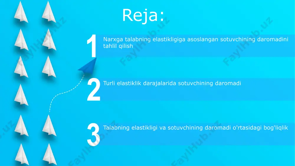 iyenti 1 dan yuqori bo'lgan mahsulotlar uchun narxni pasaytirish sotuv hajmini sezilarli darajada oshiradi va umumiy daromadni 20% gacha yaxshilashga yordam beradi. o'rtacha elastiklik (koeffitsiyent 1 ga yaqin) sharoitida, sotuvchi narx siyosatini ehtiyotkorlik bilan o'zgartirishi va reklama strategiyalariga ko'proq e'tibor qaratishi kerak, chunki daromadga ta'siri kamroq bo'ladi. misollar va amaliy qo'llanmalar start misollarni tahlil qilishda, 20% narx o'zgarishi bilan daromadning 15% o'zgarishini kuzatish orqali narx elastikligi koeffitsiyentini taxminan 0,75 deb hisoblash mumkin. bu esa, sotuvchining narx siyosatini qayta ko'rib chiqish zaruratini ko'rsatadi. narx elastikligi koeffitsienti 0,5 dan kam bo'lgan mahsulotlar uchun sotuvchilar daromadi narx oshishi bilan ortadi, chunki talabning pasayishi daromad o'sishini qoplay olmaydi. sotish hajmining narxga bog'liqligi sotish hajmining narxga nisbatan elastikligi 0,5 dan kam bo'lsa, talabning narxga nisbatan notelastikligi kuzatiladi, ya'ni narx 10% oshganda, sotish hajmi 5% dan kamga kamayadi va sotuvchi daromadi ortadi. agar sotish hajmining narxga nisbatan elastiklik koeffitsienti 1 dan katta bo'lsa, talab elastik hisoblanadi …
