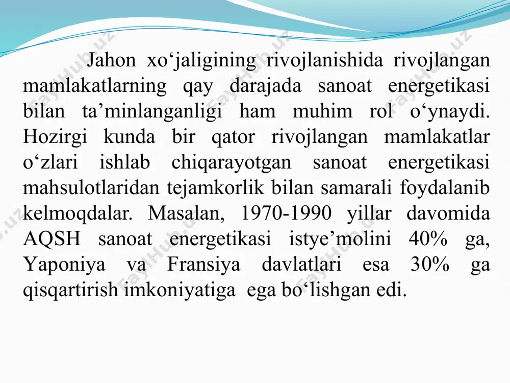 1% atrofida avtomobil ishlab chiqarganlar dastlabki о‘nlikdan aqsh va yaponiyaning 3 tadan, fransiyaning 2ta, germaniya va italiyaning bittadan firmalari asosiy о‘rinni olganlar. 1996 yildan aqshning “jeneral motors” (6 mln. 865 ming dona) va “ford” (5 mln. 744 ming dona) avtomobillar ishlab chiqarib, yaponiyaning “toyota” (4 mln. 487 ming dona) firmasi uchinchi о‘rinni egallagan. shu yili germaniyaning “folksvagen” firmasi (3 mln.dan ortiq), fransiyaning “psa” (2.5 mln. dona) va “reno” (2 mln. dona) avtomobil ishlab chiqargan. yengil avtomobillar ishlab chiqarishda aqshning “jeneral motors” kompaniyasi yetakchilik qilgan (5 mln.ga yaqin ishlab chiqargan). “magrau-xill” kompaniyasining tayyorlangan ma’lumotiga kо‘ra, 1996 yilda dunyo miqyosida sotilgan avtomobillar soni 31,3 mln. donani, 1997 yilda esa 35,3 mln. donani tashkil etgan. tadqiqotchilarni fikricha 90-yillarning oxirlariga borib dunyo bо‘yicha mashina sotish darajasi 3-5%ga о‘sishi kuzatilib, buyuk britaniya, fransiya va ispaniyada esa mashina savdosini kuchayishi bashorat qilingan edi 8.5. yaponiya iqtisodiyoti va uning jahon xо‘jaligida tutgan о‘rni yaponiya sharqiy osiyoning tinch …