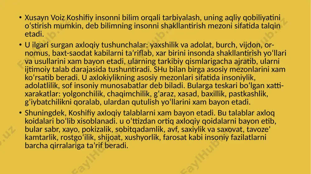 ganlar. qizlar maktabi o‘g‘il bolalar maktablariga nisbatan ancha kam bo‘lgan, ko‘p hollarda maktabdorlarning, imomlarning xotinlari maktabdorlik qilgan o‘rta osiyoda faoliyat yuritgan qizlar maktabining yirik namoyondalaridan biri – jahon otin uvaysiydir. o‘zining butun faoliyat davomida xalqimiz orzu-umidlarini ro‘yobga chiqarishga harakat qilgan jahon otin xalqimizning oqila qizlarini tarbiyalash, go‘zal hayotga erishishning birdan-bir yo‘li deb o‘ylab, o‘zining butun umrini yosh qizlarga ta’lim-tarbiya berishga bag‘ishladi. o‘z maktabida qizlarga boshlang‘ich ta’lim berar ekan, jahon otin ularning zehnini o‘stirishga katta ahamiyat beradi. otin o‘z shogirdlariga savod o‘rgatibgina qolmay, ular orasidan iqtdorli qizlarni tanlab sharq sheriyati bilan tanishtiradi. qizlarni nazm bo‘stoniga yetaklaydi. munis xorazmiyning “savodi ta’lim” asari – husnixatga doir dastlabki qo‘llanma sifatida. munis o‘z davrining yetuk murrabiy shoiri sifatda bolalarning savodxonligini va husnixatni yaxshilash yo‘lida ko‘p izlanadi va yoshlarga husnixatdan ta’lim berib, “bilgancha surib qalamni har yon, ta’lim ishin aylar erdi oson” deydi. “bilimning eshigi alifbe” deganlaridek, munis ham ta’limdagi muvaffaqiyatlarning garovi savod ekanligini tushungan va …
