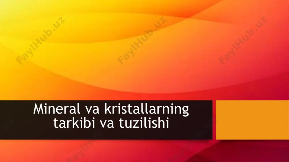 larning tashqi ko‘rinishi va ichki tuzilishi – ularning geometrik shakli va simmetriyasi – ularning fizik-kimyoviy xususiyatlarini belgilovchi muhim omil hisoblanadi. kristall tizimlari orqali kristallar o'zlarining fazoviy joylashishi, tartibli panjara va simmetriya elementlari asosida tasniflanadi. bu tasnif mineralarning hosil bo‘lish jarayonlari, transformatsiyalari va qo‘llanilish sohalarini chuqurroq o‘rganishda yordam beradi. xususiyatlarning kelib chiqishi: mineralarning kimyoviy tarkibi va ularni tashkil etuvchi atom, ion yoki molekulalarning o‘zaro bog‘lanishi natijasida kristall panjarasi hosil bo‘ladi. bu panjara mineralarning qattiqligi, kesish xususiyatlari, rang, nurlarni yutishi va boshqa fizik-kimyoviy hususiyatlariga bevosita ta’sir ko‘rsatadi. kristall tuzilishi va fizik xususiyatlar: masalan, kristall to‘plamidagi tartiblangan tuzilish mineralarning yorilish yo‘nalishlari (cleavage), qattiqlik darajasi, o‘tkirlik va optik hususiyatlarini aniqlashda muhim omil hisoblanadi. har bir kristal tizimda joylashuvning o‘ziga xosligi mineralning umumiy xususiyatlarini shakllantiradi. minerallar hosil bo‘lishi: yer qatlamlarida geologik jarayonlar (masalan, vulkanik faoliyat, metamorfoz, cho‘kindilar yig‘ilishi) davomida mineralarning kristall to‘plamlari shakllanadi. ushbu jarayonlarda harorat, bosim, erigan moddalarning tarkibi va boshqa omillar kristallarning tuzilishini …