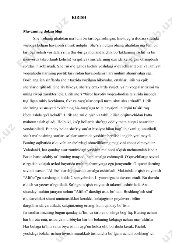 llantirish mumkin. masalan: aka, ma’lumki, nutq tovushlari ikki katta guruhga bo‘linadi: unli tovushlar va undosh tovushlar. buni o‘quvchilarga tushuntirishda ularning quyidagi belgilari hisobga olinadi: 1) talaffuz qilinish usuli (unli tovush tallafuz qilganda havo oqimi og‘iz bo‘shlig‘idan erkin ravishda o‘tadi, undosh tovush talaffuz qilinganda, havo og‘iz bo‘shlig‘ida to‘siqqa uchraydi); 2) ovoz va shovqinning ishtiroki (unli tovushlar faqat ovozdan iborat, undosh tovushlar talaffuz qilinganda shovqin eshitiladi, ba’zan shovqin va qisman ovoz eshitiladi); 3) bo‘g‘in hosil qilish xususiyati (unli tovushlar bo‘g‘in hosil qiladi, undosh tovushlar bo‘g‘in hosil qilmaydi). o‘quvchilar bu belgilarni yodlab olishlariga yo‘l qo‘ymaslik, aksincha, 1- sinfdanoq bolalarda tovushni talaffuz qilganda, ovoz yoki shovqin eshitilganda nutq a’zolarining vaziyatini kuzatish ko‘nikmasini o‘stirib borish lozim. bunday kuzatishlar 4-sinfda davom ettiriladi va umumlashtiriladi. tovushlarni o‘zlashtirishga bunday yondashish, unli va undosh tovushlarni puxta o‘zlashtirishga imkon berish bilan birga, o‘quvchilarning aqliy qobiliyatini o‘stirish vazifasini ham bajaradi; xususan, bolalar kuzatilgan hodisaning bir necha belgilarini taqqoslashga, umumlashtirishga o‘rganadilar. o‘zbek …