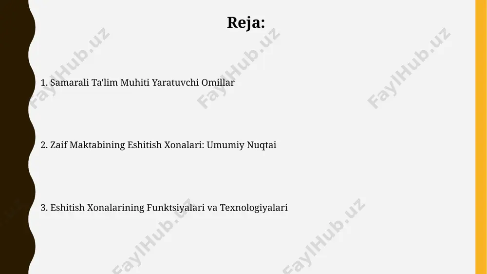 aridan foydalanish eshitish xonalarida o'tkaziladigan individual darslarning samaradorligini oshirish maqsadida, o'qituvchilar 15 daqiqalik qisqa ta'lim bloklari bilan ishlashadi va har bir blokdan so'ng o'quvchilarning tushunish darajasi baholanadi. o'quv jarayonida eshitish xonalaridan foydalanish natijasida, o'quvchilarning nutq rivojlanishi va til tushunish ko'rsatkichlari o'rtacha 20-25% ga oshganligi kuzatilgan. xonalarning xavfsizlik choralar xonalarning elektr jihozlarini himoya qilish tizimi, 220v tarmoqdan uzilish hollari uchun avtomatik o'chirish moslamasi bilan jihozlangan, bu esa yong'in xavfini kamaytiradi. xonalarning akustik xususiyatlari 30 db dan oshmaydigan fon shovqin darajasini ta’minlash uchun maxsus materiallar bilan qoplanadi, bu eshitish qobiliyati zaif bolalar uchun optimal sharoit yaratadi. xonalarning tozaligi va sanitariyasi har bir o'quv xonasida kamida 2 ta qo'l yuvish joyi va antiseptiklar mavjud bo'lib, bu kun davomida 150 dan ortiq o'quvchilar uchun yetarli sanitariya sharoitlarini ta'minlaydi. xonalarning devorlari va shiftlari har 3 oyda bir marta maxsus dezinfektsiyalovchi vositalar bilan tozalanadi, bu esa 99% bakteriyalarni yo'q qiladi va salomatlik sharoitlarini yaxshilaydi. zaif maktabining …