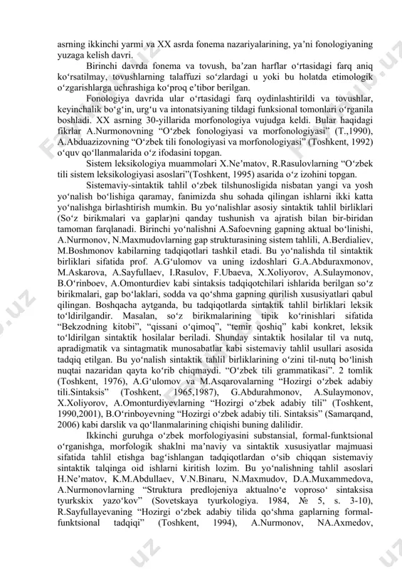 di. chunki oʻzbekiston respublikasi bilan oʻzaro aloqa bogʻlayotgan davlatlar sonining tobora koʻpayib borayotganligi shunday sharoitni yuzaga keltirdi. oʻzbek tilshunosligiga kirib kela boshlagan struktural, sistemaviy, formal-funksional, substansial tahlil usullari butun jahon fanida boʻlgani kabi yildan-yilga rivojlanib, taraqqiy etib bordi. f.de.sossyurning “til substansiya (mohiyat) emas, balki shakldir” degan fikri struktural gʻoyalarning rivojlanishida asosiy omil boʻldi. struktural tahlilga doir fikrlar oʻzbek tili materiallari asosida aytildi. amerikalik olimlar ch.e.bidvel (1954) va a.f.seberg (1963) ingliz tilida oʻzbek tilining struktural grammatikasini yaratdilar. hozirgi kunda oliy filologik taʼlimning lingvistika mutaxassislari struktural grammatikani oʻrganishmoqda. oʻzbek tilshunosligida ham bunga shaxdam qadamlar tashlandi. b.oʻrinboevning “oʻzbek tilining struktural grammatikasi” (samarqand, 2002) oʻquv qoʻllanmasi yaratildi. hozirgi kunda rivojlangan davlatlardan aqsh, buyuk britianiya, germaniya, rossiya, frantsiya kabilarning oliy filologik taʼlimida sistem tilshunoslik oʻrganilmoqda. oʻzbekcha matnlarning sistem-statistik tahlili s.a.muxammedov va r.g.piotrovskiy tomonidan 1986 yilda nashr etilgan. “injenernaya lingivistika i opoʻt sistemno-statisticheskogo issledovaniya uzbekskix tekstov” kitobida bayon etilgan. oʻzbek lingivistikasida oʻzbek tili matbuotining leksik tarkibini …