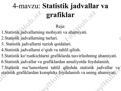 statistik jadvallar va grafiklar — PPTX