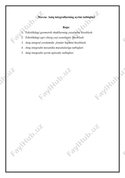 aniq intеgrallarning ayrim tatbiqlari — DOCX
