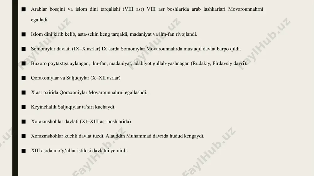 oʼzbekistonning davlatchilik tarixi(eng qadimgi davrdan 16-asrgacha) - Page 5