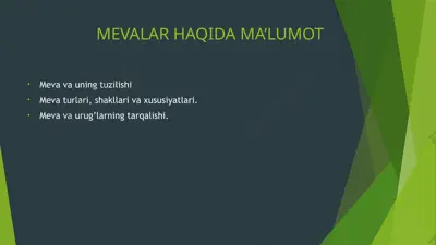 mevalar haqida ma’lumot — PPTX