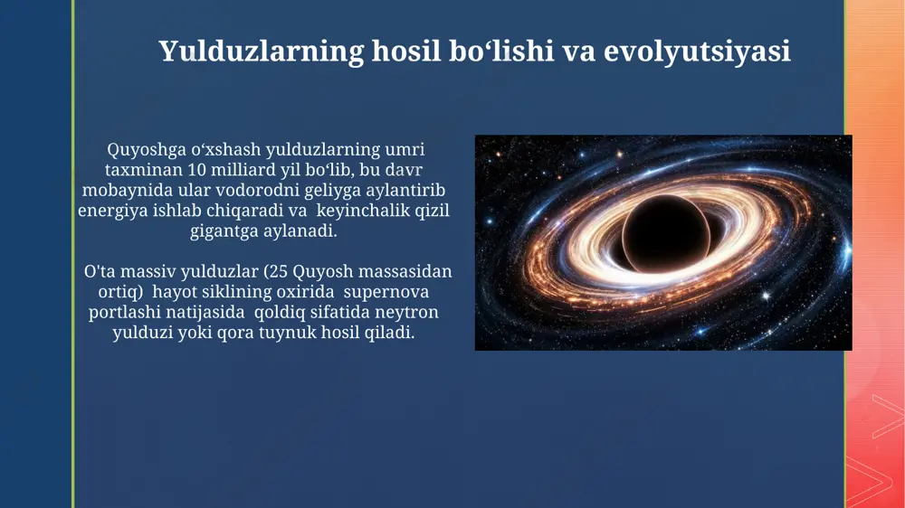 yulduzlarning paydo bolishi va evolyutsiya. qora tuynuklar - Page 4