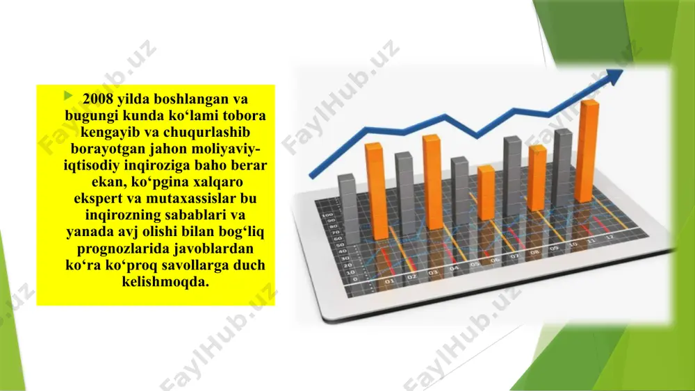 antirish, ijtimoiy hamjihatlikni mustahkamlash va samarali boshqaruv choralarini amalga oshirish orqali siyosiy barqarorlikni o‘rnatishga e’tibor qaratishi kerak. misrdagi inqirozlar ko'pincha ijtimoiy muammolar bilan kuchayadi. bularga qashshoqlik, ishsizlik va siyosiy tartibsizliklar kiradi. 1 bu qiyinchiliklarni yengib o‘tish uchun hukumat ish o‘rinlari yaratish va ijtimoiy ta’minot dasturlariga sarmoya kiritishi kerak. bundan tashqari, siyosiy barqarorlikni ta’minlash va korruptsiyaga qarshi kurashish juda muhim. 3 ijtimoiy muammolarni hal qilish orqali misr inqirozlarni hal qilish va yanada farovon va barqaror mamlakat yaratish yo'lida harakat qilishi mumkin. 2 misr duch kelgan iqtisodiy muammolar a misr oxirgi yillarda turli iqtisodiy muammolarga duch kelmoqda. asosiy inqirozlardan biri ishsizlikning yuqori darajasi bo'lib, bu ko'plab odamlar va oilalar uchun moliyaviy beqarorlikka olib keladi. b yana bir muhim muammo - davlat qarzining ortib borishi, bu esa mamlakat iqtisodiyotiga og'irlik qiladi va uning zarur infratuzilma va davlat xizmatlariga sarmoya kiritish imkoniyatini cheklaydi. c bundan tashqari, misr soliq to'lashdan bo'yin tovlash va davlat daromadlarini …