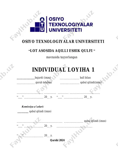 aqilli eshik qulfi individual loyiha — PDF