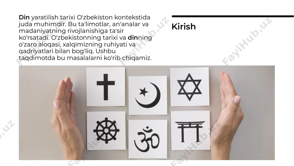 a. islom ta'limotlari va an'analari yangilanmoqda, yangi diniy tashkilotlar paydo bo'lmoqda. o'zbekistonning diniy hayoti, xalqimizning madaniyati va urf-odatlari bilan bog'liq holda rivojlanmoqda. hozirgi diniy hayot o'zbekistonda dinning kelajagi, xalqimizning madaniyati va tarixi bilan bog'liq. diniy ta'lim va madaniyatni rivojlantirish, yosh avlodni tarbiyalashda muhim ahamiyatga ega. yana yangi g'oyalar va qadriyatlar paydo bo'lishi kutilmoqda. kelajakdagi din o'zbekiston kontekstida din yaratilish tarixi muhim va qiziqarli mavzu. din va madaniyat o'rtasidagi aloqalar, xalqimizning tarixiy yo'li va ruhiyati bilan bog'liq. bu masalalarni chuqur o'rganish, kelajak avlodlar uchun muhim ahamiyatga ega. xulosa