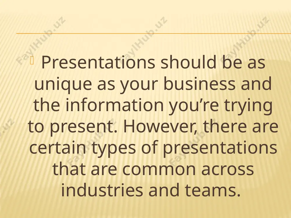 ly, the audience is an active part of such presentations and these can work in any context where you want the audience to learn a new skill.. this involves giving guidelines or steps of a process or work. teaching how to make a car model step-by-step is a good example where you can use this kind of informative presentation to guide your audience. another instance can be at the workplace, to train the employees or introduce them to a new product at work. this type also works with demonstrating recipes and cooking workshops. tips to give a demonstrative presentation introduce your product and its function to your audience before telling them how to go about with the steps explain the steps with diagrams or show them in real-time along with the audience give equal time to every person in the audience for clearing doubts, if any keep your introduction short. …