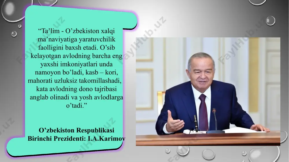 m menejmenti - bu fan va san’at (chunki bunda insonlar o‘rtasidagi o‘zaro munosabatlar katta rol o‘ynaydi); - menejment mazmunida o‘z aksini topadigan shaxs, davlat va jamiyat manfaatlarining o‘zaro dialektik birligi; - ta’limni boshqarishda jamoatchilikning faol qatnashuvi. 2. boshqarish funktsiyalari. boshqaruv metodlari va usullari. boshqarish funktsiyasi deganda u yoki bu ob’ yektni boshqarishga oid aniq vazifalarni hal etishga qaratilgan bir turdagi ishlar majmui tushuniladi. boshqarish nazariyasi asoschilaridan anri fayol xx asrning boshlarida boshqaruvning besh funktsiyasini ajratib ko‘rsatgan: rejalashtirish, tashkil etish, farmoyish berish, muvofiqlashtirish, nazorat. a.t.to‘xtaboev mazkur funktsiyalarni faqat ma’muriy ekanligini ta’kidlab, ma’muriy boshqaruv funktsiyalarining uch guruhini ajratib ko‘rsatadi: umumiy funktsiyalar; ijtimoiy-psixologik funktsiyalar; texnologik funktsiyalar. anri fayol turli olimlarning fikrlarini umumlashtirgan holda, boshqaruvning quyidagi funktsiyalarini ajratib ko‘rsatish mumkin: axborot-tahlil funktsiyasi. mazkur funktsiya yu.konarjevskiy tomonidan ishlab chiqilgan bo‘lib, boshqaruvda alohida o‘rin tutadi; bunda axborotlarni olish va tahlil qilishda jarayon boshlanadi va tugallanadi. maqsadli-motivlashtirish funktsiyasi. motivlashtirish belgilangan maqsadga erishish bo‘yicha barcha boshqaruv sub’ektlarida qiziqishlar …