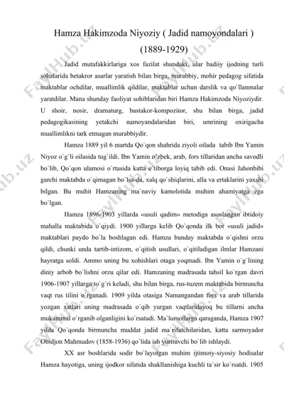 hamza hakimzoda niyoziy (jadid namoyondalari) 2 — DOC