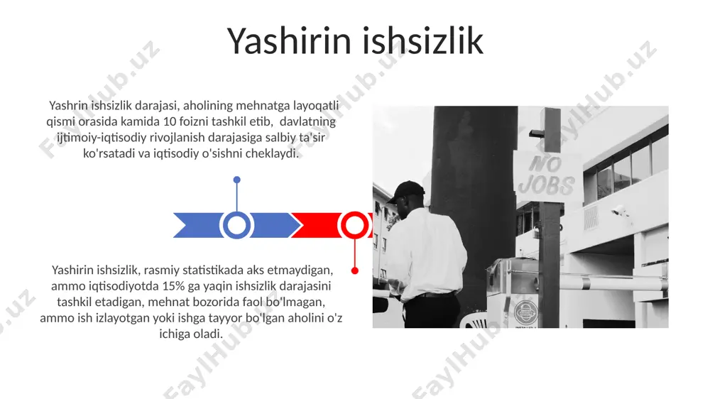 ukturni ishsizlik malaka tanqisligi va texnologiyalarni joriy etish tufayli yuzaga keladigan strukturni ishsizlikning 5-10% ga yetishi va ishsizlikning uzoq muddatli xarakterga ega bo'lishi mumkin. strukturni ishsizlikni kamaytirish uchun 2-3 yil davom etadigan qayta tayyorlash va malaka oshirish dasturlariga 10-15 million dollar miqdorida investitsiyalar kiritish zarur bo'lishi mumkin. fridrix ishsizligi fridrix ishsizligi, ishsizlikning past darajasi bilan tavsiflanadi, odatda umumiy ishsizlikning 1-3% ini tashkil etadi va mehnat bozorining muvozanat holatida bo'lishini bildiradi. fridrix ishsizligi, ish izlash jarayonidagi qisqa muddatli to'xtab qolishlarni o'z ichiga oladi, masalan, ishdan bo'shatilgandan keyin yangi ish topish uchun sarflangan o'rtacha 1-2 oylik davrni. majburiy ishsizlik majburiy ishsizlik ko'pincha iqtisodiy inqirozlar, tabiiy ofatlar yoki siyosiy beqarorlik kabi omillar tufayli yuzaga keladi va 20% gacha ishchi kuchini qamrab olishi mumkin. majburiy ishsizlikning davomiyligi turli omillarga, jumladan, iqtisodiy tiklanish sur'ati va hukumatning ijtimoiy yordam dasturlarining samaradorligiga bog'liq bo'lib, o'rtacha 6-12 oyni tashkil qilishi mumkin. ishsizlik darajasi ishsizlik darajasining o'lchami turli iqtisodiy …