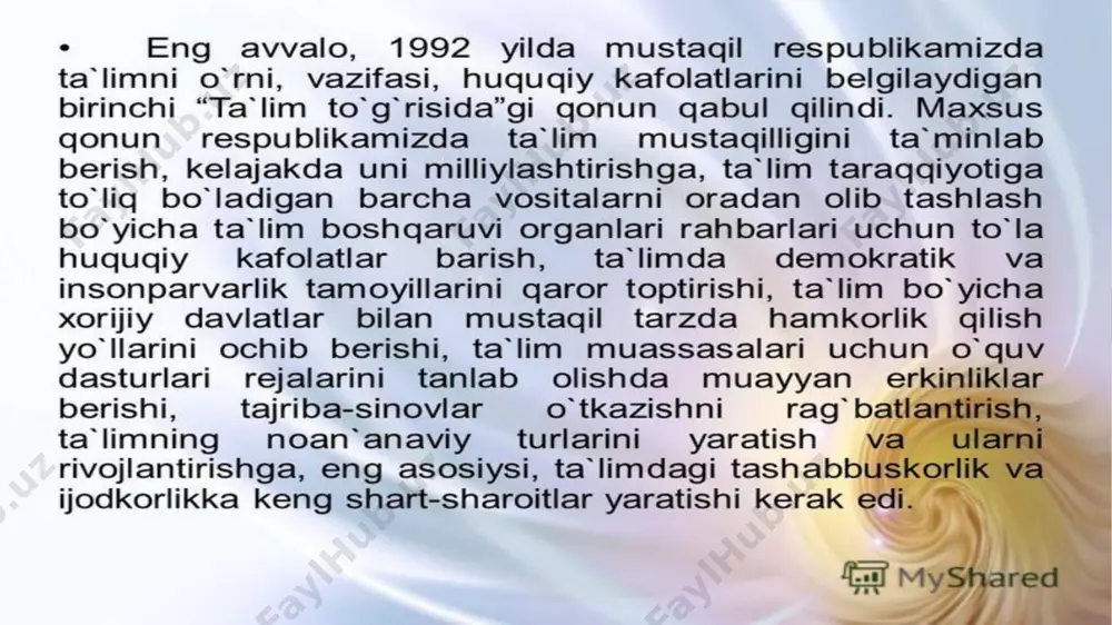 ta’lim to’g’risidagi qonunni mazmuni - Page 2