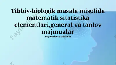 biotibbiyot ma'lumotlarini tahlil qilish dasturlari — PPTX