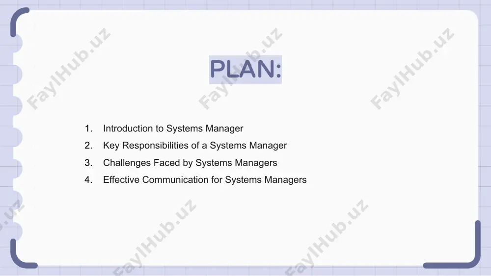 the team, and that feedback is understood and acted upon. systems managers must be able to convey complex technical information in a clear and concise manner, while also being open to input from team members. by fostering strong communication skills, systems managers can ensure that projects are completed efficiently and accurately, leading to overall team success. managing system upgrades and updates as a systems manager, one of the key responsibilities is to efficiently manage system upgrades and updates. this involves meticulously planning and executing the rollout of new software and hardware to ensure the smooth functioning of the entire system. it also entails assessing the impact of the upgrades on existing systems and conducting thorough testing to mitigate any potential disruptions. communication with stakeholders and end-users is crucial to provide clear guidelines and expectations throughout the process. additionally, maintaining a comprehensive documentation of the upgrade process and post-upgrade performance evaluations …