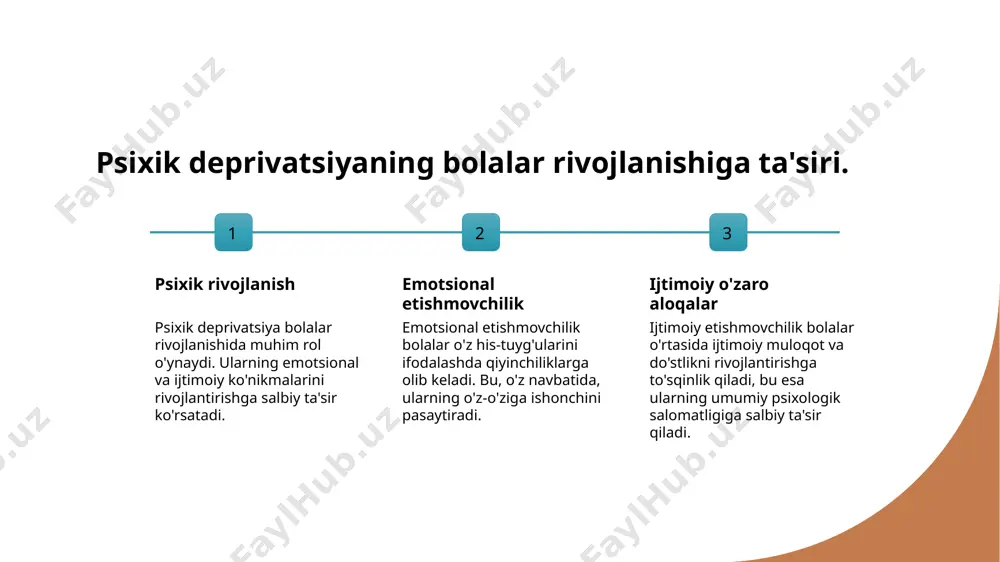 oqibatlar o'zbek oilalarida emotsional etishmovchilik, bola uchun zarur bo'lgan sevgi va e'tibor yetishmasligi natijasida yuzaga keladi, bu esa ruhiy salomatlikni tahdid qiladi. ijtimoiy muhit, oila va jamiyatda bolalarga ta'sir ko'rsatadi. o'zbek oilalarida an'anaviy qadriyatlar ba'zida emotsional yetishmovchilikni kuchaytirishi mumkin. emotsional etishmovchilik va ijtimoiy muhit bolalarning rivojlanishiga salbiy ta'sir qiladi, bu esa ularning ijtimoiy ko'nikmalarini va o'z-o'ziga ishonchini pasaytiradi. o'zbekistondagi bolalardagi psixik deprivatsiyaning madaniy sabablari va oqibatlari. 1 madaniy omillar - o'zbekistondagi bolalardagi psixik deprivatsiyaning asosiy sabablari madaniy normalar, an'analar va ota-onalarning tarbiyasidagi kamchiliklardan kelib chiqadi. 2 oila va jamiyat - o'zbek oilalari ko'pincha bolalarga emotsional qo'llab-quvvatlashni ta'minlamaydi, bu esa ijtimoiy izolyatsiyaga olib keladi va psixik rivojlanishni sekinlashtiradi. 3 ta'lim tizimi - ta'lim tizimidagi kamchiliklar, ayniqsa, bolalarga hissiy va ijtimoiy ko'nikmalarni o'rgatishda, psixik deprivatsiyaga sabab bo'ladi va ularning kelajakdagi muvaffaqiyatlarini tahdid qiladi. psixik deprivatsiya: o'zbek tilidagi madaniyat va an'analar nuqtai nazaridan tahlil. 1 madaniyat va deprivatsiya o'zbek madaniyatida bolalarga bo'lgan e'tibor …