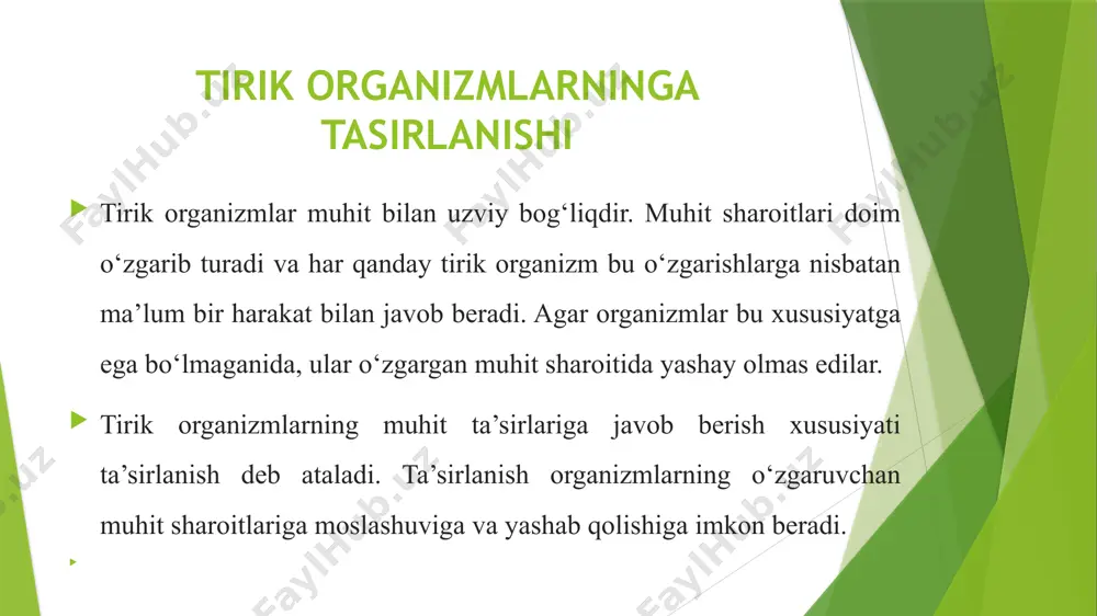 tirik organizmlarning tasirlanishi - Page 5