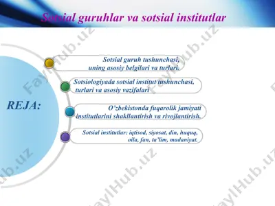 sotsial guruhlar va sotsial institutlar — PPT
