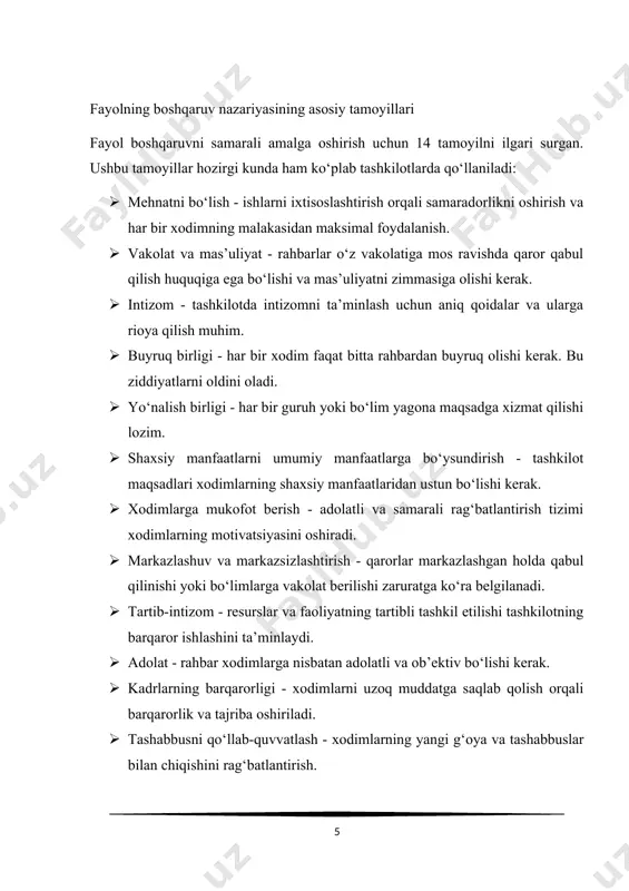 niq yo‘nalish beradi. uning tamoyillari va funksiyalari nafaqat biznes sohasida, balki ta’lim, sog‘liqni saqlash va boshqa sohalarda ham muvaffaqiyatli qo‘llanilmoqda. 3. pedagogik nazariyalar ta’lim boshqaruvi pedagogik tamoyillar asosida amalga oshiriladi. bu tamoyillar o‘quv jarayonining samaradorligini ta’minlash, o‘quv materiallarini o‘rgatishda individual yondashuvni qo‘llash va o‘quvchilarning qobiliyatlarini rivojlantirishni o‘z ichiga oladi. pedagogik nazariyalar ta’lim jarayonining asoslarini belgilab, o‘quvchi va o‘qituvchi o‘rtasidagi o‘zaro aloqani tashkil etish va samarali ta’limni ta’minlashga xizmat qiladi. ular ta’limning maqsadlari, mazmuni, metodlari va shakllarini nazariy jihatdan asoslaydi. asosiy pedagogik nazariyalar · an’anaviy (klassik) pedagogika nazariyasi - ushbu nazariya ta’limda intizom, o‘qituvchi yetakchiligi va bilimlarni uzatish jarayoniga asoslanadi. bunda o‘quvchi bilimlarni o‘qituvchidan passiv ravishda qabul qiladi. yan amos komenskiy - didaktik asoslarni ishlab chiqdi. iogann genrix pestalotsi - shaxsning har tomonlama rivojlanishiga e’tibor qaratdi. · progressiv pedagogika nazariyasi - ushbu yondashuvda o‘quvchining qiziqishlari va ehtiyojlari markaziy o‘rinni egallaydi. ta’lim jarayoni o‘quvchining qobiliyatlarini rivojlantirish va ijodkorlikni qo‘llab-quvvatlashga yo‘naltirilgan. jon dyui: …