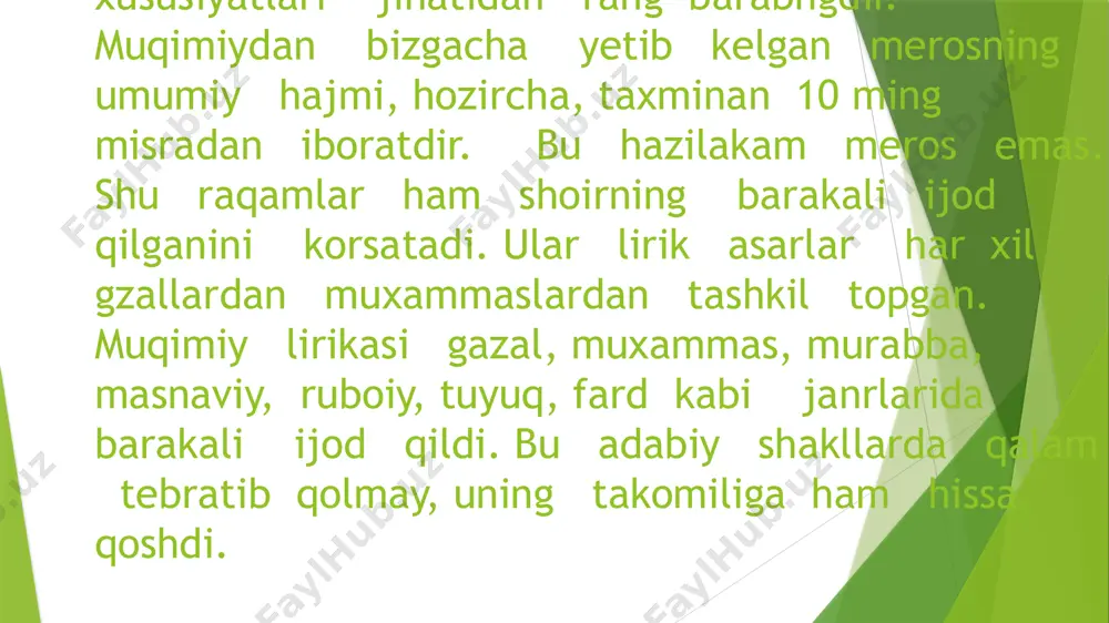 muqimiy hajviyoti haqida slayd - Page 5