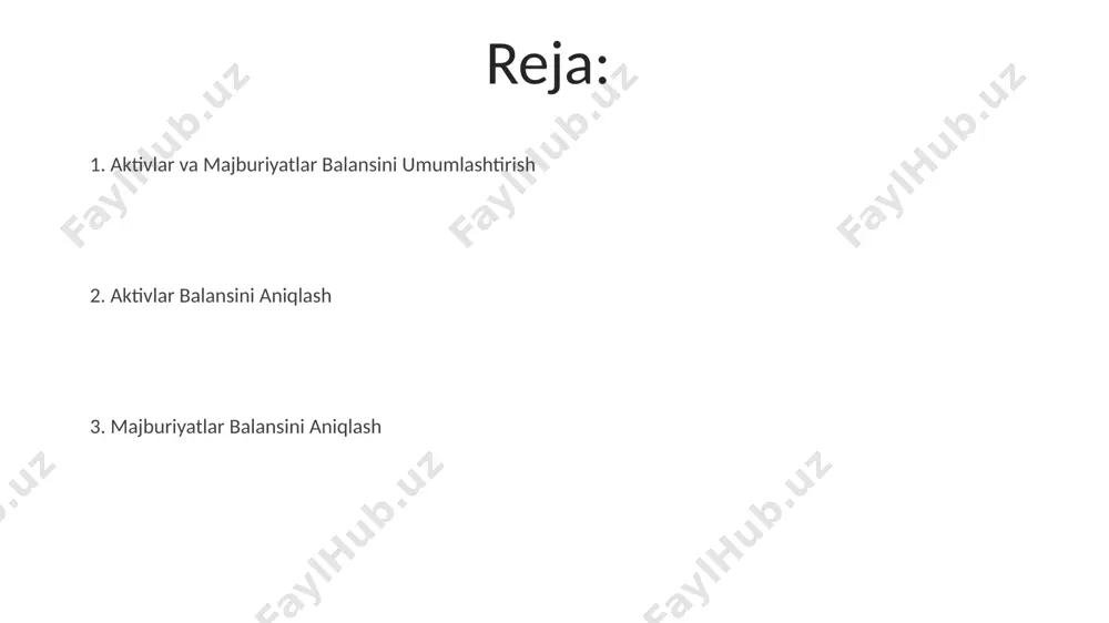 ng o'rtacha narxi hisoblab topiladi. qoldiqni hisoblashda fifo (first-in, first-out) usuli mavjud, bunda birinchi kirim qilingan tovarlar birinchi bo'lib sotiladi deb hisoblanadi. bu inventarizatsiya qiymatini aniqlashda muhim 1 usuldir. ikki tomonlama yozuv tizimi aktivlar, xarajatlar va dividendlar odatda debet balansi bilan ortadi, shu bilan birga kapital, majburiyatlar va daromadlar odatda kredit balansi bilan ortadi. bu ikki tomonlama yozuv tizimining asosiy qoidasidir. har bir operatsiya kamida ikkita hisobni o'zgartiradi: bitta hisob debitlanadi va boshqasi kreditlanadi. umumiy debitlar yig'indisi umumiy kreditlar yig'indisiga teng bo'lishi shart, bu esa buxgalteriya balansini saqlaydi. aktiv hisoblarining turlari pul mablag'lari, debitorlik qarzlari va inventarizatsiya kabi joriy aktivlar kompaniyaning likvidligini ko'rsatadi. ular bir operatsion sikl yoki 12 oy ichida naqd pulga aylanadi. aktiv hisoblar uch turga bo'linadi: joriy aktivlar (1 yildan kam), uzoq muddatli investitsiyalar (1 yildan ortiq) va moddiy bo'lmagan aktivlar, ular balansda muhim rol o'ynaydi. debit va kredit: asosiy tushunchalar debet va kredit: asosiy tushunchalar debet …