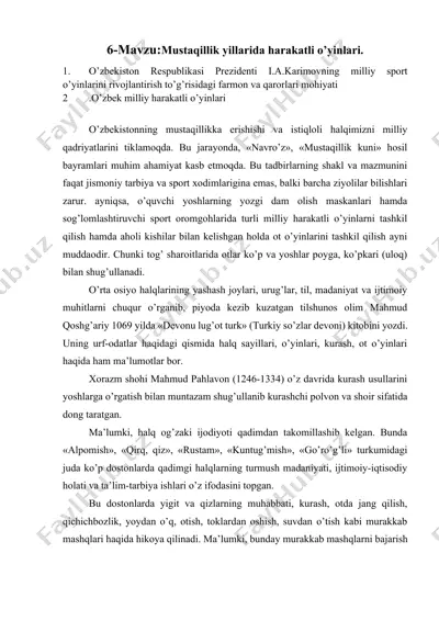 harakatli o’yinlar va milliy o’yinlar — DOCX