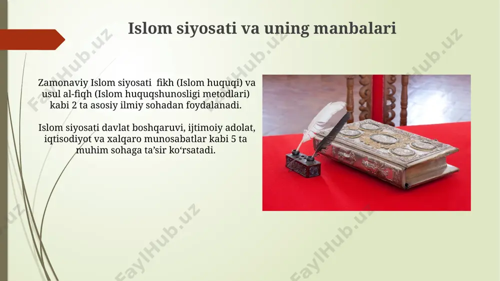 a teologiyasida (kalom) turli mazhablardan 4 ta asosiy mazhabning paydo bo'lishiga olib keldi. sunna, payg'ambar muhammad (s.a.v.)ning so'zlari, amallari va tasdiqlagan xatti-harakatlarini o'z ichiga oladi va qur'ondan keyin ikkinchi darajali manba sifatida qaraladi, 4 ta to'g'ri xalifa davridan boshlab to'planib kelgan. kalam ilmi va uning rivojlanishi калом илми 8-9-асрларда буюк мутакаллимларнинг ҳиссаси билан юксак ривожланиш босқичига чиқди, хусусан, муътазилий ва ашъарий мактабларининг пайдо бўлиши бу жараёнга катта таъсир кўрсатди. ислом каломидаги муҳим масалалардан бири – аллоҳнинг сифатлари ва уларнинг таъвили (тафсири) бўлиб, бу борада 4 та асосий мактаб юзага келди ва ҳар бири ўзига хос таъбирларни ишлатган. islomning global ta’siri islom dunyosining 1,8 milliarddan ortiq a’zosi bilan jahon aholisining katta qismini tashkil etishini, shu sababli uning global siyosiy va ijtimoiy jarayonlarga ta’siri katta ekanligini ko'rsatadi. islom ta’limoti asosida tashkil topgan nodavlat tashkilotlarning soni minglab hisoblanadi va ular ta’lim, sog'liqni saqlash va xayriya kabi sohalarda muhim rol o'ynaydi, global yordam va …