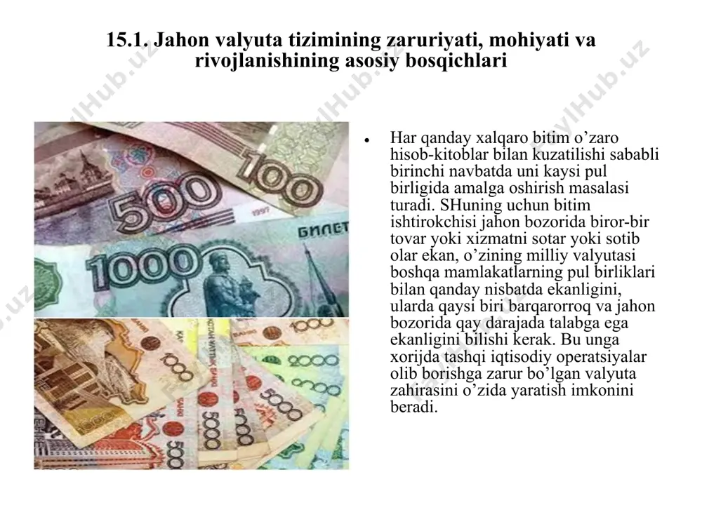 mart oyidan oʻz faoliyatini boshlagan. 182 mamlakat aʼzo (1999). shtabkvartirasi vashingtonda. fondning rasmiy maqsadlari: maslahatlar berish va valyuta muammolari boʻyicha hamkorlik qilish orqali xalqaro valyuta hamkorligiga yordam koʻrsatish; xalqaro savdoning kengayishi va muvozanatli oʻsishi uchun qulay sharoitlarni yaratish; valyuta kurelarining barqarorligiga yordam berish, raqobat tufayli yuz beradigan valyuta devalvatsiyalarining oldini olish; koʻp tomonlama toʻlovlar tizimini yaratishda va jahon savdosini rivojiga toʻsiq qoʻyadigan valyuta almashtirish bilan bogʻliq cheklashlarni bartaraf etishda yordam koʻrsatish; aʼzo mamlakatlarga oʻz toʻlov balanslarini tiklash, shuningdek, ularning xalqaro toʻlov balanslari taqchilligi davomiyligi va miqsorini qisqartirish uchun muddatli moliyaviy mablagʻlar berish 1998 y. boshida xvf kapitali 199 mlrd. dollarni tashkil qiddi. aqsh, buyuk britaniya, gfr, fransiya, yaponiya, italiya, kanada eng katta kvotalarga ega. uning oʻsishi yangi aʼzolarning badal puli va kreditlarga toʻlangan foizlar xisobiga yuz beradi. xvfning rahbar orgagshari — boshqaruvchilar kengashi va muvaqqat qoʻmita. boshqaruvchilar kengashi — oliy organ boʻlib, har bir aʼzo — mamlakat tomonidan 5 y.ga …