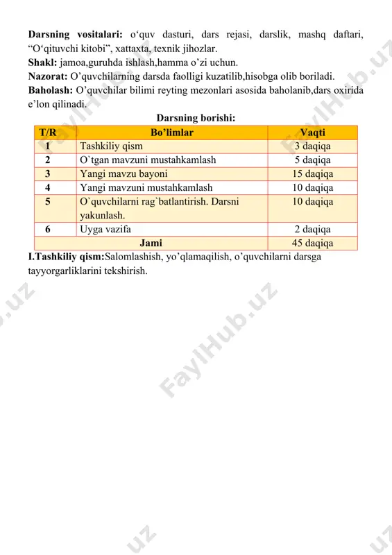 5 2. harflarni o’rnini almashtirish orqali ma’noli so’z hosil qiling. hosil bo’lgan so’zlarni yozing: 1. utshqto’i - ________________________________________________ 2. ircho’g’dqal - ____________________________________________ 3. akravium - ________________________________________________ 4. tezeroliv - ________________________________________________ 5. dmjoano - _________________________________________________ bo’g’inlarni to’g’ri birlashtirsangiz kitob haqidagi maqol hosil bo’ladi. bi o’ lim g’i ttob quv to bu g’i chi ki lo ning o’r gul bargi metodi bolalar gullar bargida yozilgan savollarga javob beradi qaysi bola hamma yaproqlardagi savollarga javob bersa g’olib bo’ladi. bu metodda o’quvchilarning chaqqonlik tezkorlik va zukkolik mahorati shakllanadi 1 serkaboboning bolalari qayerda yashar edi? 2 bo‘ri nima qilmoqchi bo‘ldi? 3 echkilar bo‘ri haqida kimga aytib berishdi? 4 arslon nima qildi? 5 echkilarni bo‘ridan qutqargani uchun arslon nima talab qildi? 6 serkabobo arslonning oldiga kim bilan bordi? 7 serkabobo arslonga nima dedi? 8 arslon nima uchun quduqqa sakradi? 9 ertak nima uchun “serkaboboning hiylasi” deb nomlangan? 10 ertakdagi asosiy qahramon kim? nima uchun? v.o`quvchilarni rag`batlantirish. …
