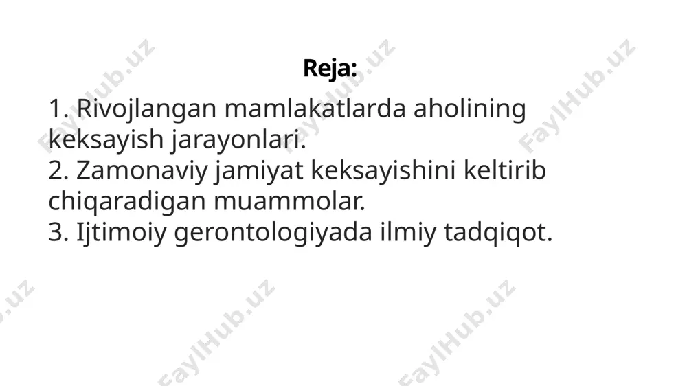 kasbni tanlash xarakterida; • potentsial bandlik tarkibida. • aqliy va jismoniy mehnat o‘rtasidagi nisbat hamda jamiyatning mehnat faoliyatiga munosabati o‘zgaradi; • qariganda ishchilarni qayta tayyorlash zaruriyati yuzaga keladi; • keksa ishchilar va ish beruvchilarning mehnat faoliyatiga va pensiya muammosiga munosabati o'zgartirilmoqda; zamonaviy jamiyat keksayishini keltirib chiqaradigan muammolar. • keksa odamlarni kasbga yo'naltirish masalasi paydo bo'ladi; • haqida o'zgartirish; ayollar va erkaklar o'rtasidagi bandlik qismlari, chunki keksa yoshdagi ayollar erkaklarnikiga qaraganda ancha ko'p; • boshlang‘ich va o‘rta ta’lim muddati ko‘payadi, ya’ni ishsiz yosh aholi va faol katta yoshli aholi nisbatida o‘zgarishlar yuz beradi; • ishsizlik muammosining ijtimoiy mohiyati keskinlashadi, uni hal qilishda yangicha yondashuvlar talab etiladi; • pensiya yoshi chegaralari oshiriladi. to'rtinchidan, o'zgarishlar keksa odamlarning funktsional qobiliyatlari va sog'lig'i holatiga ta'sir qiladi, bu esa ijtimoiy xizmatlarga sezilarli ta'sir ko'rsatadi. shunday qilib, masalan, biz quyidagilarni taxmin qilishimiz mumkin: zamonaviy jamiyat keksayishini keltirib chiqaradigan muammolar. • keksa yoshdagi shaxslarning o‘zlashtirilgan bilim, ko‘nikma va …