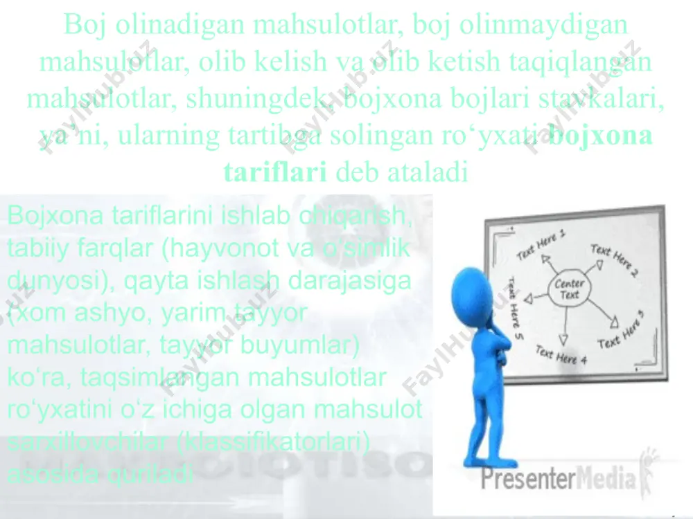 larni qisqartirilishiga olib keladi. eksportning importdan oshishi (tarif choralarni kiritilganligi sababli) doimiy bo'lmaydi, chunki bu milliy valyuta kursini oshishiga va o'z navbatida eksportning kamayishiga olib keladi. 14 tashqi savdo siyosati 14 dan ‹#› slayd proteksionizmga qarshi dalillar faqatgina kam diversifikatslashgan mamlakatlar uchun ahamiyatga ega. diversifikatsiya yuqori iqtisodiy xarajatlarga olib kelishi mumkin. nisbiy afzalliklar va demping o'rtasidagi farqlarini ajratish qiyinchiligi. ichki bozordagi raqobatning zaiflanishi iste’molchilarning zarar ko'rishlariga olib keladi. 14 tashqi savdo siyosati 14 dan ‹#› slayd proteksionizmga alternativ variant milliy xavfsizlikni ta’minlaydigan tarmoqlarga to'іri subsidiyalar ajratilishi xarajatlarning tekisroq taqsimlanishiga olib keladi. yangi milliy tarmoqlarga vaqtinchalik to'іri subsidiyalarni ajratish. eksportga qaratilgan tarmoqlarda ish bilan bandlikning kengayishi uchun soliq va boshqa rag'batlarni samaraliroq qo'llash. rivojlanayetgan qayta ishlab chiqaradigan tarmoqlarga vaqtinchalik to'іri subsidiyalarni ajratish. dempingga qarshi qonun chiqarish. dempingga qarshi bojlarni kiritish. 14 tashqi savdo siyosati 14 dan ‹#› slayd 14 tashqi savdo siyosati 14 dan ‹#› slayd 14 tashqi savdo siyosati 14 …